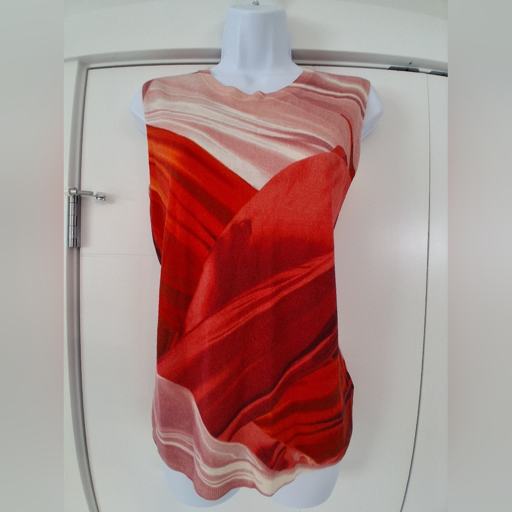 Escada Sport/ Colour: Fantasy (Red, Pink, White)/ Sleeveless Top/ Size US S - Picture 2 of 10